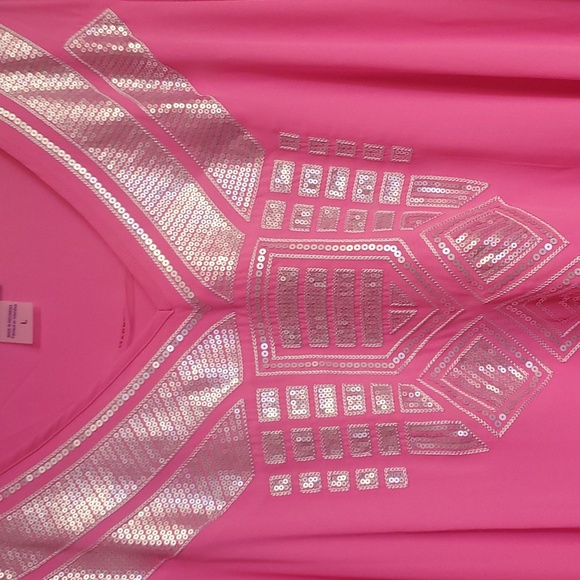 NWT PETER NYGARD Lipstick Pink Kimino Tunic Top Blouse Large - Picture 3 of 8